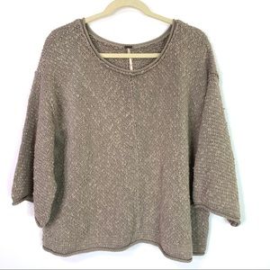 FREE PEOPLE Boucle Knit Kimono Sweater Taupe M